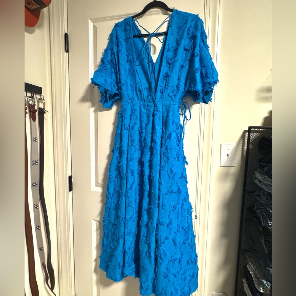 ASOS Arrange Vibrant Blue Textured Midi Dress Size 4 - Picture 5 of 10